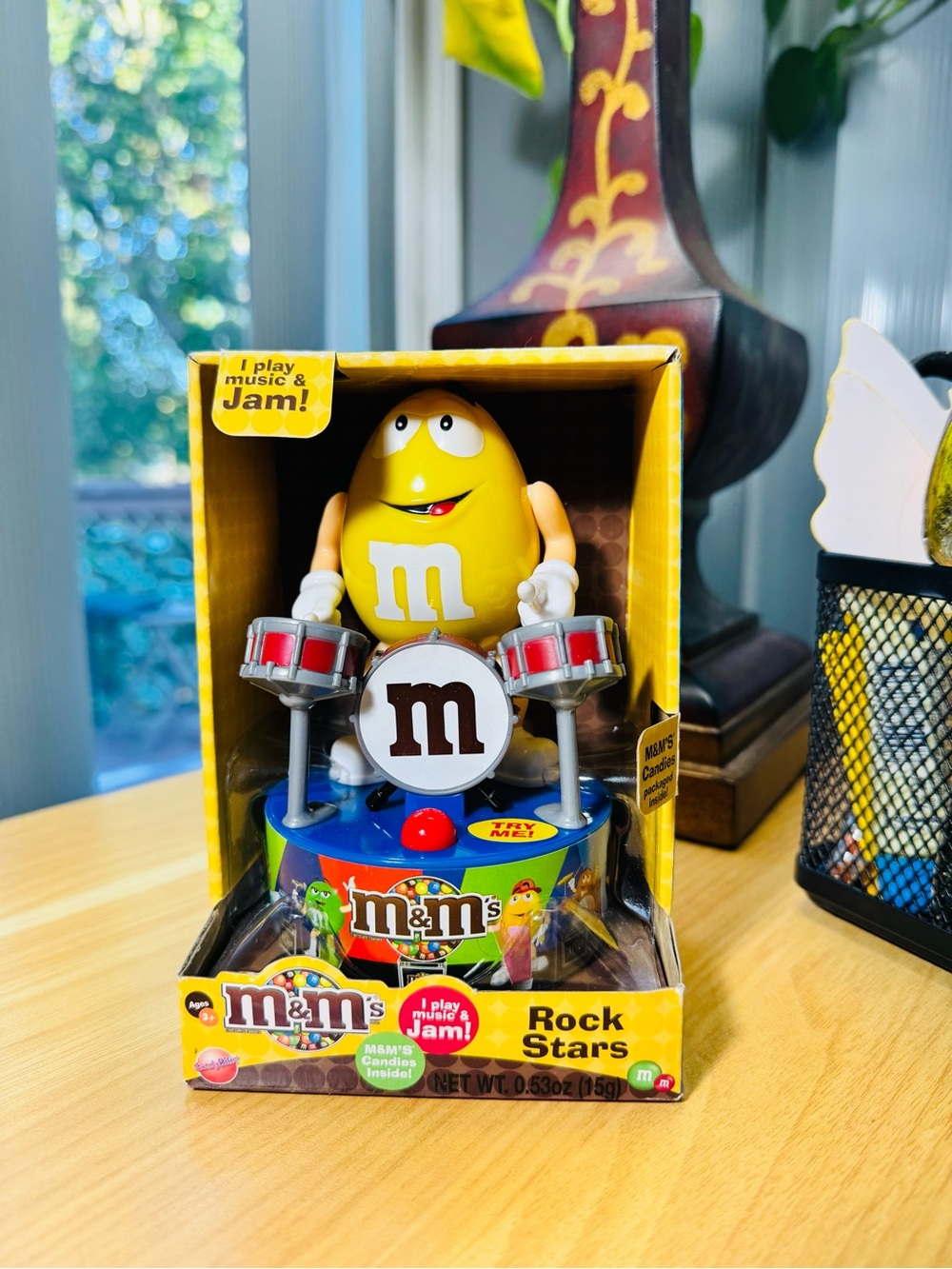 M&M'S Yellow Drummer Rock Star Figure with Red Drums